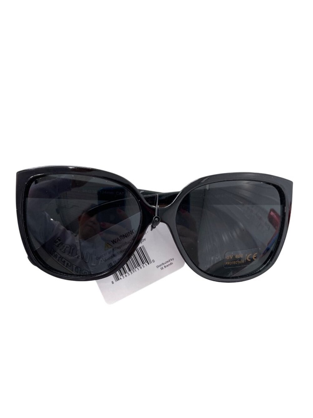 Fashion Sunglasses UV400 Black Oversized Frame Protective Eyewear Pink Pouch NEW